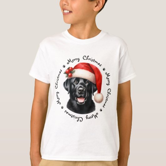 Schattigee Labrador Retriever Santa Dog Familie Ke T-shirt (Voorkant)