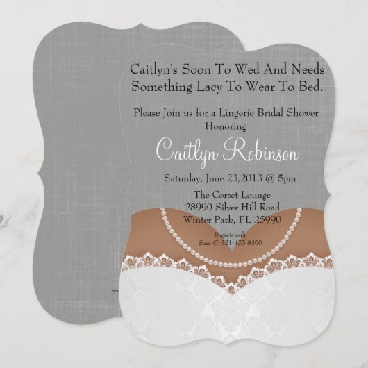 Schattigee Lace Bra Lingerie Bruids Douche Uitnodi Kaart (Voorkant / Achterkant)