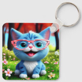 Schattigee Lachende Blauwe Kitten-55665 Sleutelhanger (Achterkant)