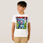 Schattigee Lachende Blauwe Kitten-55665 T-shirt (Voorkant volledig)