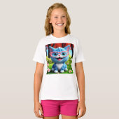 Schattigee Lachende Blauwe Kitten-55665 T-shirt (Voorkant volledig)