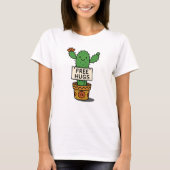 Schattigee Lachende Cactus Gratis Knuffels Grappig T-shirt (Voorkant)