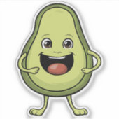 Schattigee lachende Cartoon avocado Sticker (Voorkant)