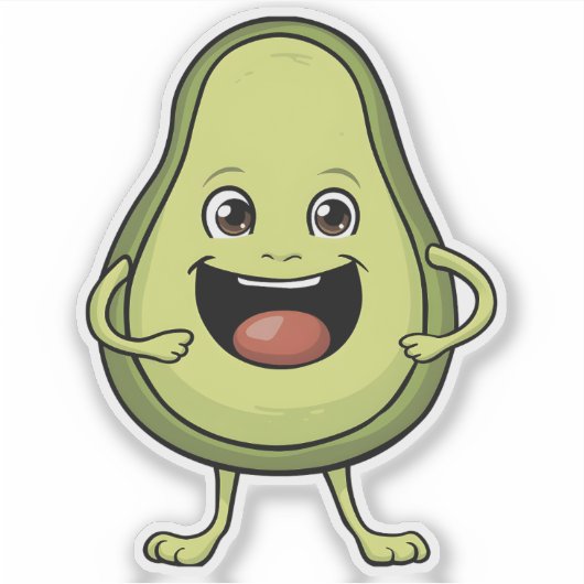Schattigee lachende Cartoon avocado Sticker (Voorkant)