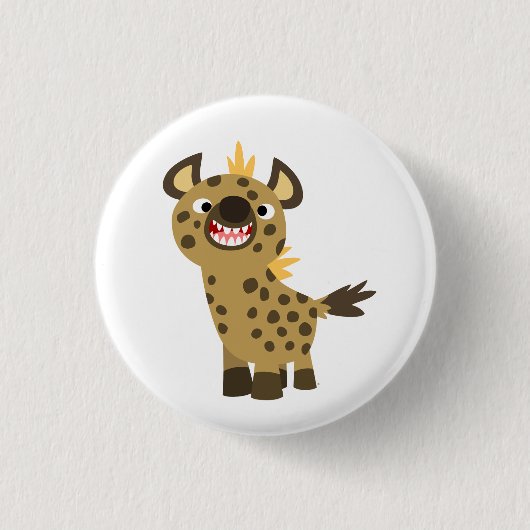 Schattigee Lachende Cartoon Hyena Button Badge (Voorkant)