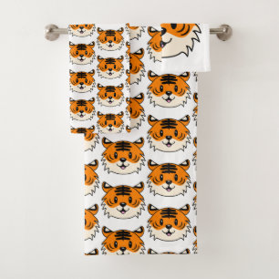 Schattigee Lachende Cartoon Tijger Bad Handdoek