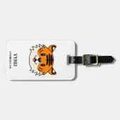 Schattigee Lachende Cartoon Tijger Bagagelabel (Voorkant horizontaal)