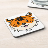 Schattigee Lachende Cartoon Tijger Bier Onderzetter (Linkerzijde)