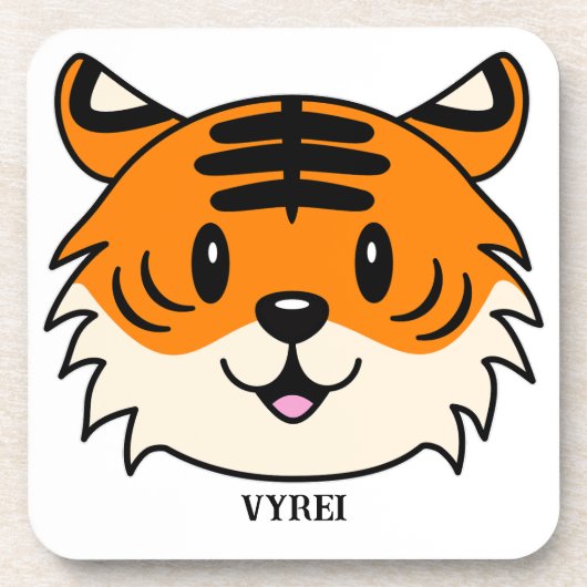 Schattigee Lachende Cartoon Tijger Bier Onderzetter (Voorkant)
