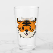 Schattigee Lachende Cartoon Tijger Glas (Achterkant)