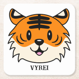 Schattigee Lachende Cartoon Tijger Kartonnen Onderzetters