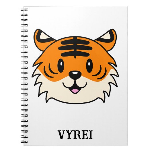 Schattigee Lachende Cartoon Tijger Notitieboek (Voorkant)
