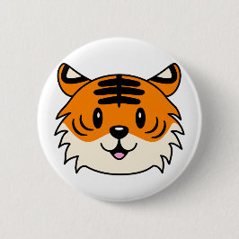 Schattigee Lachende Cartoon Tijger Ronde Button 5,7 Cm
