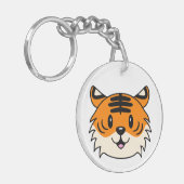 Schattigee Lachende Cartoon Tijger Sleutelhanger (Voorkant Links)
