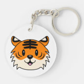 Schattigee Lachende Cartoon Tijger Sleutelhanger (Achterkant)