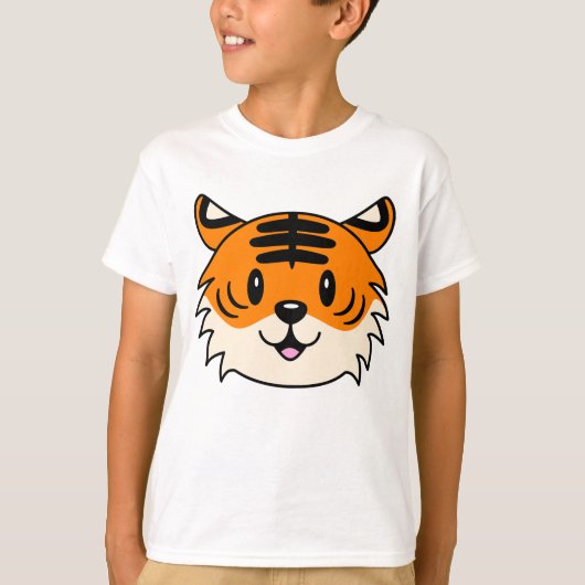 Schattigee Lachende Cartoon Tijger T-shirt (Voorkant)