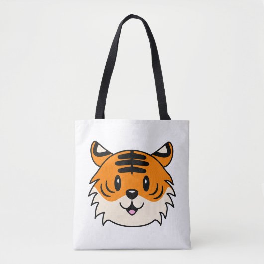 Schattigee Lachende Cartoon Tijger Tote Bag (Voorkant)