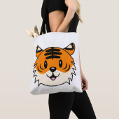 Schattigee Lachende Cartoon Tijger Tote Bag (Dichtbij)
