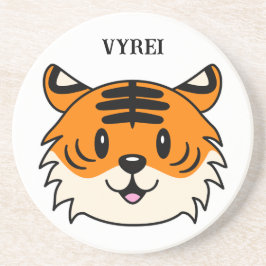 Schattigee Lachende Cartoon Tijger Zandsteen Onderzetter