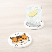Schattigee Lachende Cartoon Tijger Zandsteen Onderzetter (Zijkant)