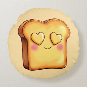 Schattigee lachende Cartoon toast Rond Kussen