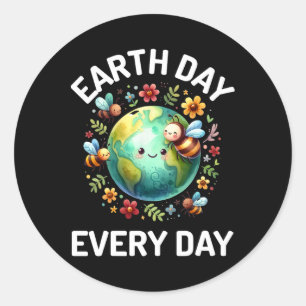 Schattigee lachende Earth Day Elke dag Earth Lover Ronde Sticker