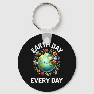 Schattigee lachende Earth Day Elke dag Earth Lover Sleutelhanger