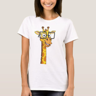 Schattigee lachende Giraffe met vierkante bril T-S T-shirt