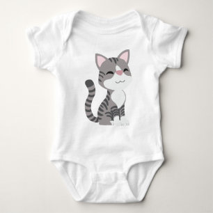 Schattigee lachende grijze tabby kat romper