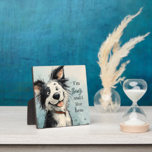 Schattigee Lachende Hond Illustratie met Aangepast Fotoplaat