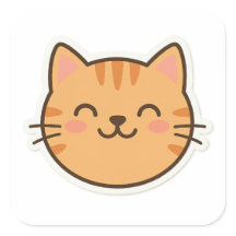 Schattigee Lachende Kat Gezicht Sticker – Kawaii C