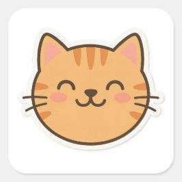 Schattigee Lachende Kat Gezicht Sticker – Kawaii C