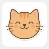 Schattigee Lachende Kat Gezicht Sticker – Kawaii C (Voorkant)