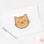 Schattigee Lachende Kat Gezicht Sticker – Kawaii C (Envelop)