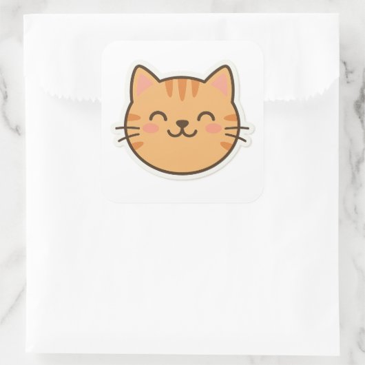 Schattigee Lachende Kat Gezicht Sticker – Kawaii C (Tas)