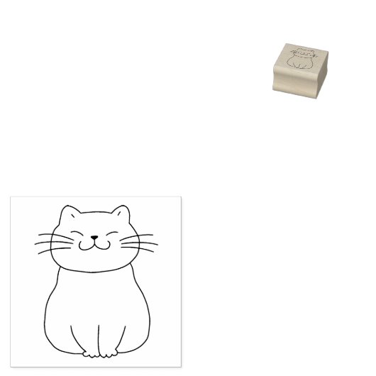 Schattigee Lachende Kat Kitten Cartoon Tekening Rubberstempel (Gestempeld)