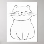 Schattigee lachende kat kleurplaat werkblad poster (Voorkant)