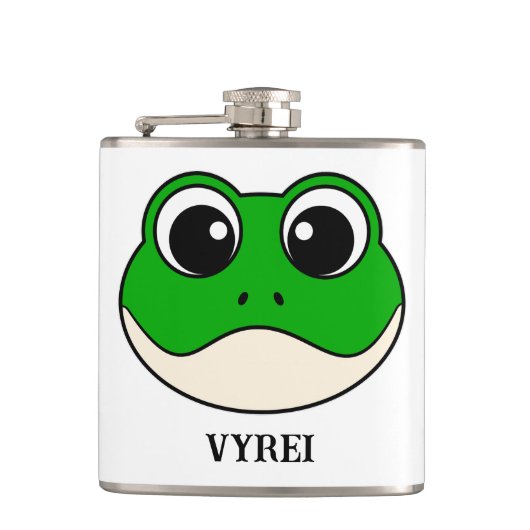 Schattigee lachende kikker heupfles (Voorkant)