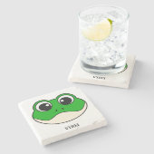 Schattigee lachende kikker stenen onderzetter (Zijkant)