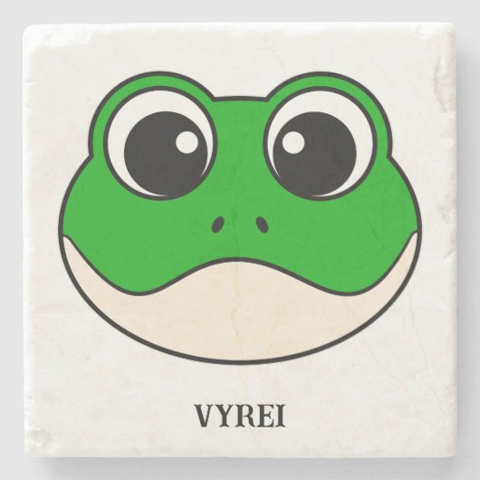 Schattigee lachende kikker stenen onderzetter (Voorkant)