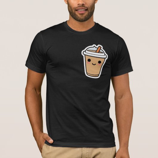 Schattigee Lachende Koffie Cup Kawaii Sticker T-shirt (Voorkant)