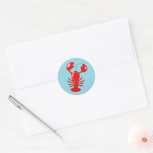 Schattigee lachende kreeft Cartoon ontwerp Ronde Sticker (Envelop)