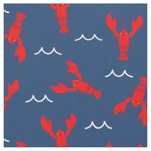 Schattigee Lachende kreeft op Navy Blue Stof (Close Up)