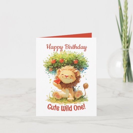 Schattigee lachende leeuw en appelboom Kaart (Voorkant)