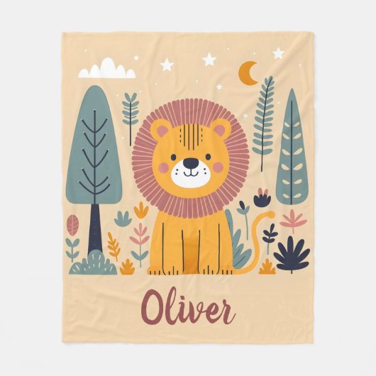 Schattigee lachende leeuw in bos fleece deken (Voorkant)
