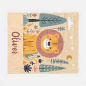 Schattigee lachende leeuw in bos fleece deken (Voorkant (Horizontaal))