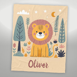 Schattigee lachende leeuw in bos fleece deken