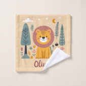 Schattigee lachende leeuw in bos washandje (Wasdoekje)
