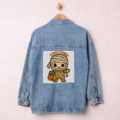 Schattigee Lachende Mummie Kind met Pompoen Snoep  Denim Jacket (Hangar)
