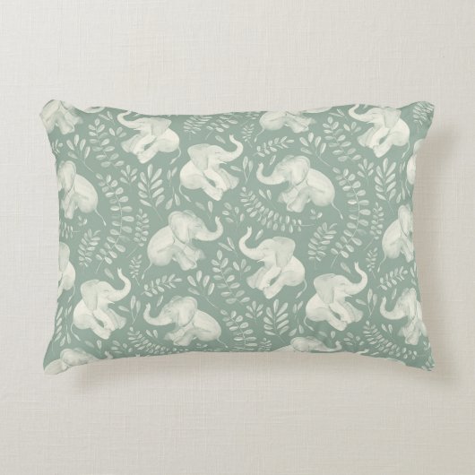 Schattigee lachende olifanten in crème en salie gr accent kussen (Voorkant)